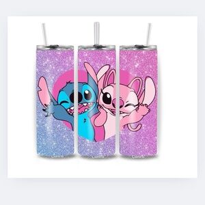 Stitch and Angel Glitter Tumbler Set